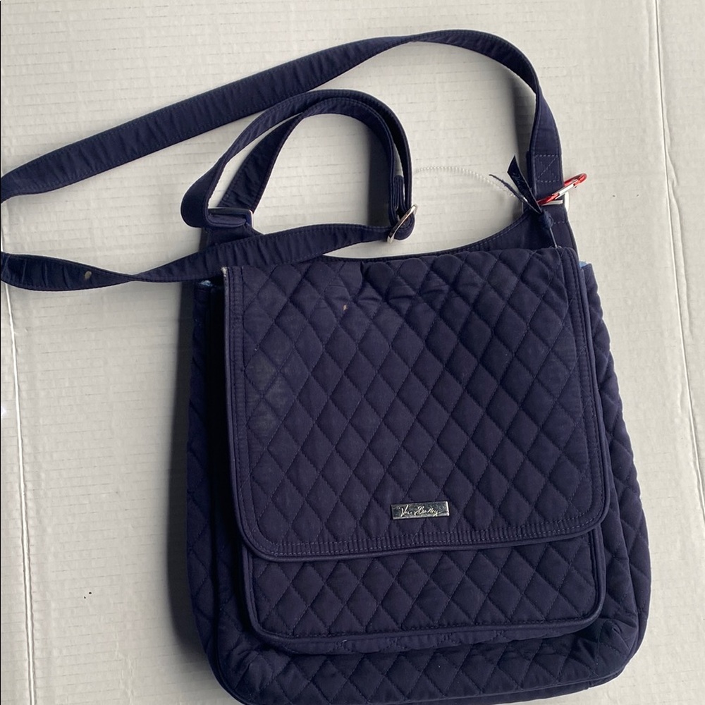 Vera Bradley Navy Quilted Crossbody Bag with Flap Closure